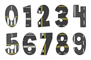 Handcrafted Straight Road Numbers. Color Creative Art Typographic Design vector
