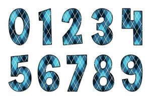 Handcrafted Blue Geometric Numbers. Color Creative Art Typographic Design vector