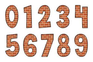 Handcrafted Red Brick Numbers. Color Creative Art Typographic Design vector