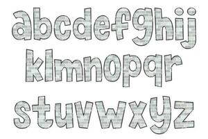 Handcrafted White Brick Letters. Color Creative Art Typographic Design vector