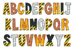 Handcrafted Construction Letters. Color Creative Art Typographic Design vector