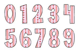 Handcrafted Simple Love Numbers. Color Creative Art Typographic Design vector