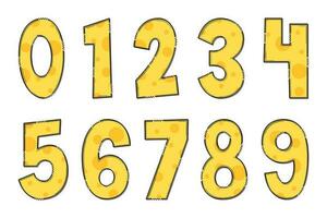 Handcrafted Cheese Numbers. Color Creative Art Typographic Design vector