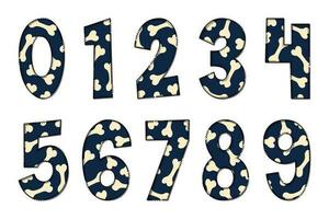 Adorable Handcrafted Bones Number Set vector