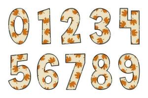 Adorable Handcrafted Autumn leaves Number Set vector