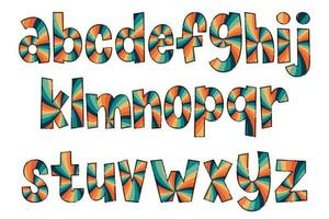 Adorable Handcrafted Groovy Hippie Font Set vector