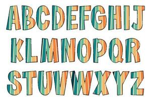 Adorable Handcrafted Groovy Rainbow Font Set vector