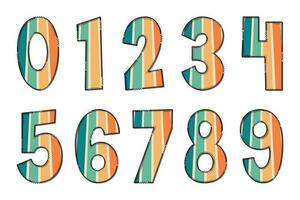 Adorable Handcrafted Groovy Rainbow Number Set vector