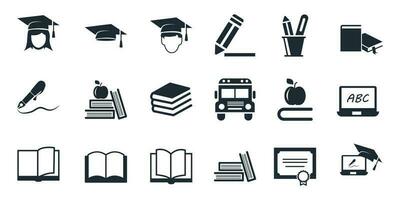 vector black education icon. collection education icon set. isolated on white background