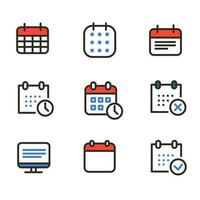 set calendar  time  date icon flat vector