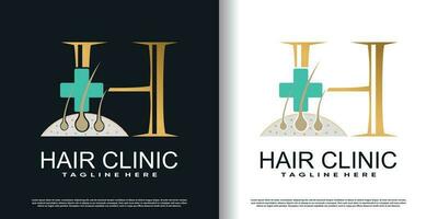 hair care logo icon with initial H and creative concept  premium vector