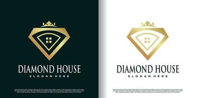 Diamond house logo with creative concept premium vector