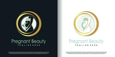 Pregnant logo design with creative concept premium vector