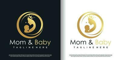 Mom and baby logo design with creative concept premium vector