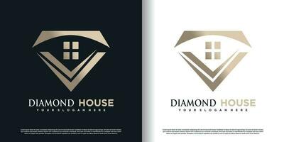 Diamond house logo with creative concept premium vector