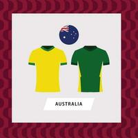 Australia football national team uniform flat illustration. Oceanian country football team. vector