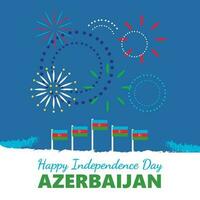 Azerbaijan independence day celebration with flags and firework. vector