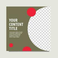 Brown social media template with red circles decoration and half circle image space. Suitable for carousel, microblog cover, and internet advertising. vector