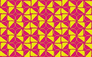 Triangles and outline circles pink and yellow vector pattern background. Fill background. Suitable for poster, cover, backdrop, and design template element.