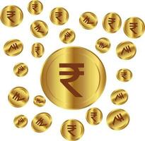 vector indian currency digital rupee sign gold background