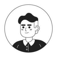 Adult silver hair man monochrome flat linear character head. Editable outline hand drawn human face icon. 2D cartoon spot vector avatar illustration for animation