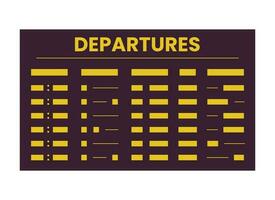 Departure board flat line color isolated vector object. Airport timetable. International flight. Editable clip art image on white background. Simple outline cartoon spot illustration for web design