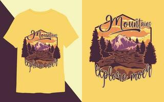 Clásico aventuras montaña camiseta diseño. vector