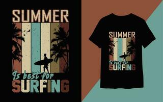 Summer Surfing t shirt design, Vintage summer paradise beach t shirt Design Free Vector