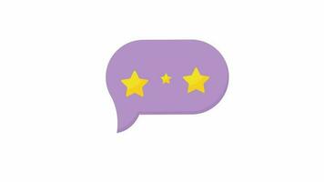 4k customer feedback three star with bubble speech motion graphic, 2d animation video footage.