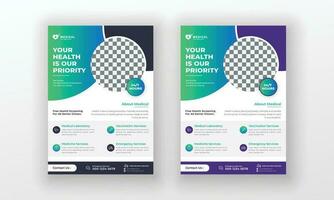 Creative medical healthcare flyer poster template design vector