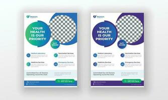 Creative medical healthcare flyer poster template design vector