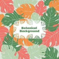 Colorful bright background with monstera leaves. Seamless botanical illustration with tropical plants. vector