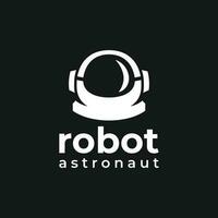 Robot Astronaut Black and White Icon Logo vector