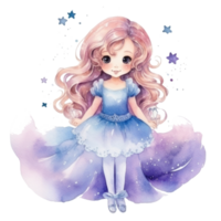 Cute watercolor princess. Illustration AI Generative png