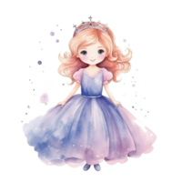 mignonne aquarelle princesse. illustration ai génératif png