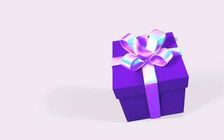 3D render and draw by mesh realistic gift box with bow. Paper box with shadow. Vector illustration