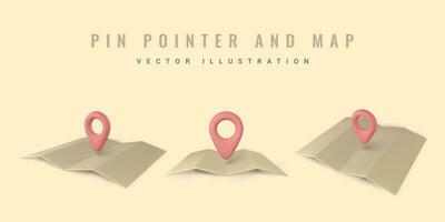 3d pin point marker with shadow. Location icon on map. Vector illustration