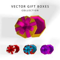 3D render and draw by mesh realistic gift box with bow. Paper box with shadow isolated on white background. Vector illustration