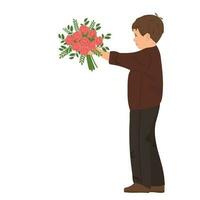 Boy with bouquet vector