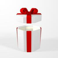 3D render and draw by mesh realistic gift box with bow. Paper box with shadow isolated on white background. Vector illustration