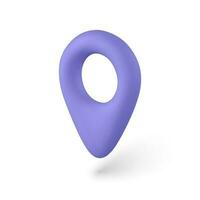 3d violet pin point marker with shadow. Location icon on map. Vector illustration