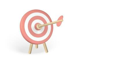 3D Cute cartoon dart arrow hit the center of target. Business finance target. goal of success. Vector illustration