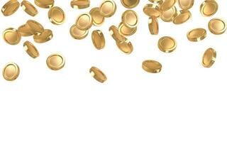 Realistic gold coins explosion isolated on transparent background. Vector illustration