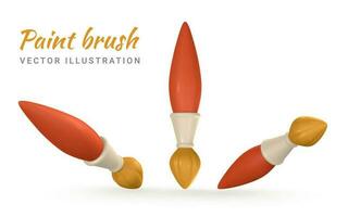 3d realistic paint brush in cartoon style. Vector illustration