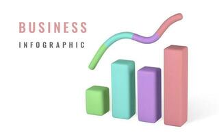 3D illustration statistics finance chart graph analytics. Business graph. Business invest development concept. Vector illustration