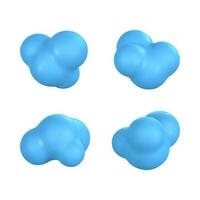 3d plastic clouds. Set of round cartoon fluffy clouds isolated on a white background. Vector illustration
