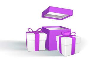 3D render realistic gift boxes. Boxes with shadow isolated on white background. Vector illustration