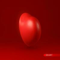 3d rojo corazón. amor símbolo aislado en rojo antecedentes. vector ilustración
