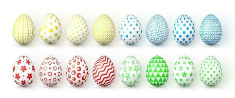 Happy Easter. Color Easter eggs on white background. Vector illustration