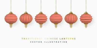 contento chino nuevo año. chino festivales brillar linternas asiático tradicional elementos. vector ilustración